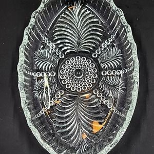 Vintage Indiana Glass Feather and Pearl Relish Dish (Set of 2)